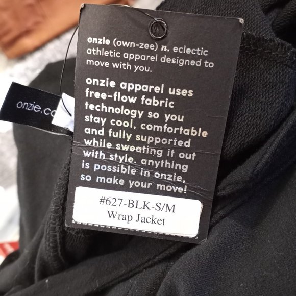 Final Sale Onzie Womens Black #627 Hooded Long Asymmetrical Wrap Jacket Size S/M - Picture 5 of 6